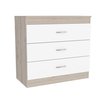 Tuhome Melia Three Drawer Dresser, Superior Top, Metal Hardware, Light Gray/White CZB6467